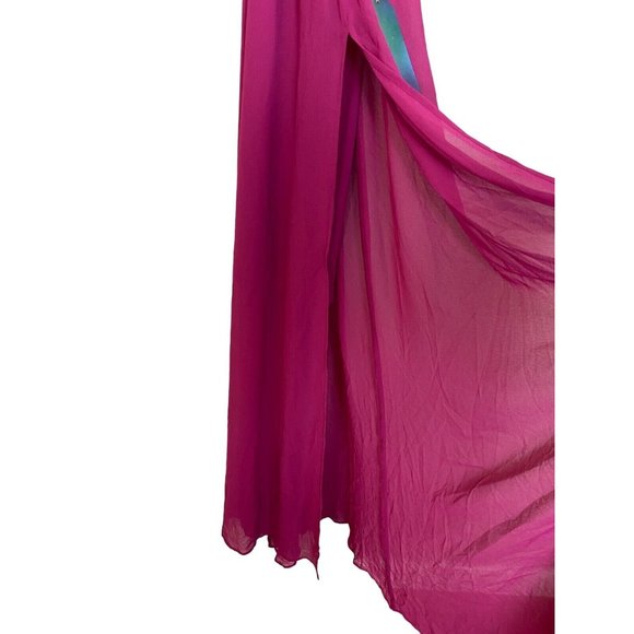 Show Me Your MuMu Bronte Maxi Dress Size XS Fuchsia Pop Pink Side Slits Chiffon - Picture 11 of 11